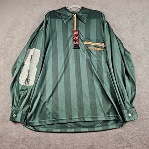 Vintage Mecca USA Green Striped Quarter Zip Jersey Long Sleeve XL Mecca Tech NEW